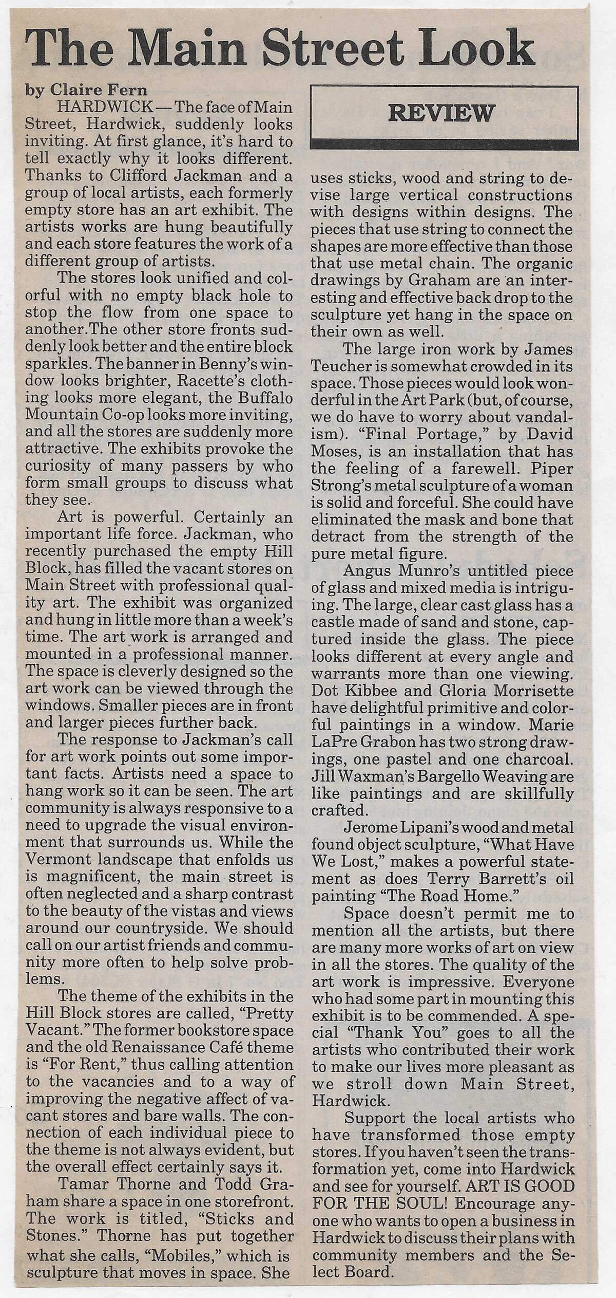 Hardwick Gazette, The Main Street Look, 1997